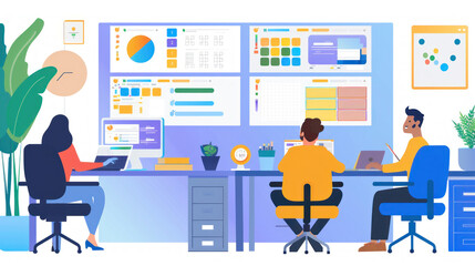 A virtual team management platform showing task assignments, deadlines, and real-time updates from team members working remotely.