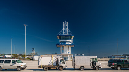 Pacific Caravan, assorted goods vehicles await boarding and departure from BC Ferries' Tswassen...