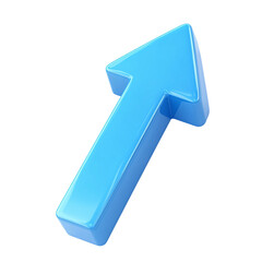  blue arrow up 3d icon cartoon style on white and transparent background.