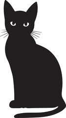 vector silhouette image of a cat sitting on a white background Art & Illustration
