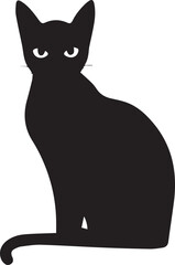vector silhouette image of a cat sitting on a white background Art & Illustration
