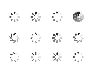 Collection Loading bar status icon. Vector illustration. Set of vector loaded icons. Download progress. Donload or Upload.