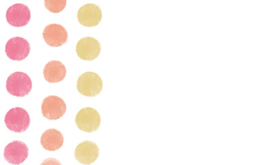 赤色系の手書きのクレヨン風の水玉模様の背景素材