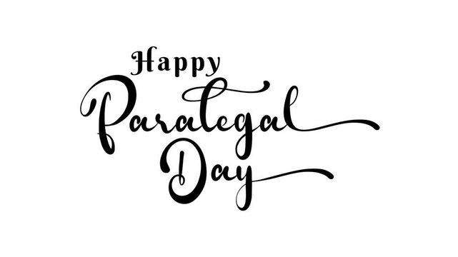 Happy Paralegal Day text animation with transparent background,. Suitable for greeting cards, social media posts, or office decorations honoring paralegal professionals.