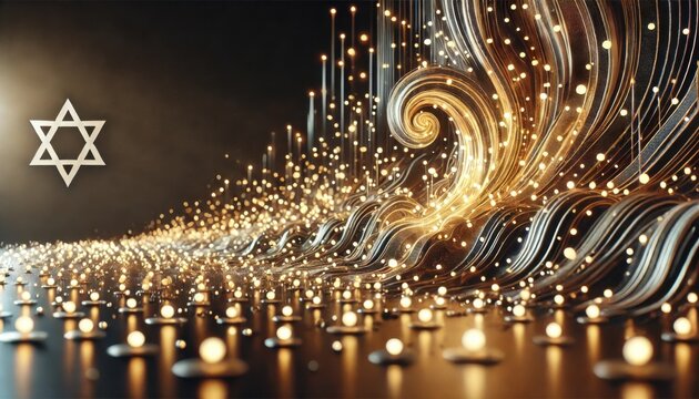 Abstract representation of mass of little lights or candles. Remembrance of Jewish war victims and anti-Semitic incidents. National Day of Mourning. October 7