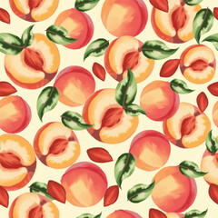 peach fruit seamless pattern