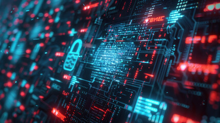 Fototapeta premium A visual of a highly secure digital banking platform using biometric authentication and encryption to protect customer accounts and transactions.