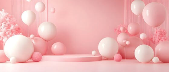 Elegant and Minimalist Monochromatic Air Balloon Arrangement with Soft Color Transitions Creating a Dreamy and Serene Aesthetic Display