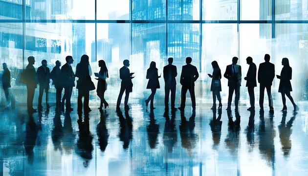 Business professionals networking and conversing at a busy conference event