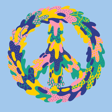 Abstract Colorful Drippy Peace Symbol 