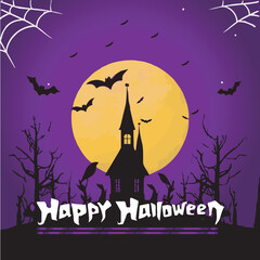 Halloween haunted house with flat design