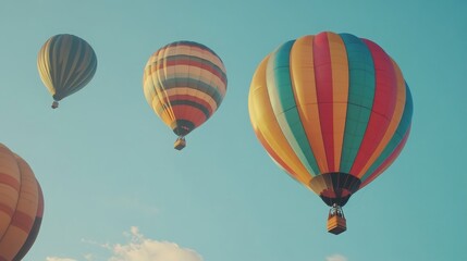 Obraz premium Colorful hot air balloons soaring through a cloudy sky, EPS transparency. 