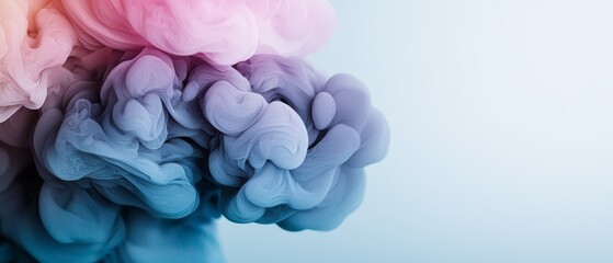 Obraz premium A collection of disparate smoke puffs against a blue-pink backdrop with text space