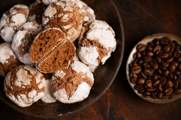 chocolate coffee cookies with cracks