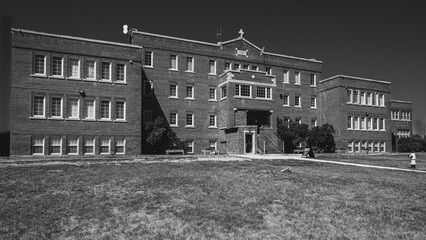 Formerly a Residential School administered by the Anglican Church of Canada, today's Old Sun Community College is a First Nation, Board governed educational facility.  Siksika 146, Alberta, Canada.