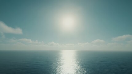 Obraz premium Calm Ocean With Sun Reflection And Clouds