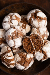 chocolate coffee cookies with cracks