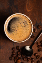 coffee foam top view, close-up