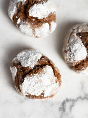 chocolate coffee cookies with cracks