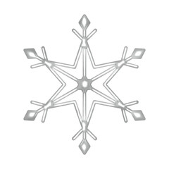  3D silver snowflake illustration. PNG with transparent background.