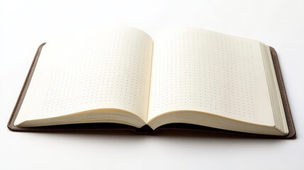 Open notebook with blank pages, perfect for writing, drawing, or planning. Ideal for office, school, or personal use. Enhance creativity.