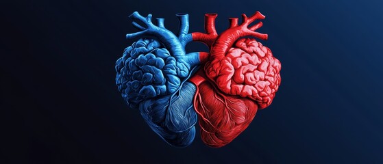  An image of a human heart with a blue heart on the right side and a red heart on the left side A red heart appears on the left side of the image instead of the right side