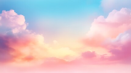 Obraz premium Dreamy Pink and Blue Sky with Fluffy Clouds