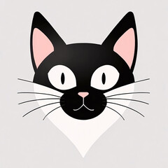 Obraz premium Adorable Minimalist Pastel Cat Illustration in Anime Style – Perfect for Logos, Children's Cards and Wall Art Kids' Products Designs and Anime Fans