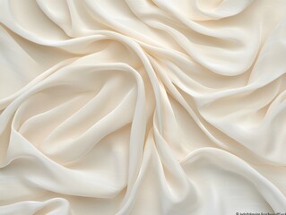 Fototapeta premium Ethereal Elegance Close-Up of Soft, Draped Fabric in Creamy White - Tranquil Luxury for Design and Decor