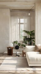 Fototapeta premium Minimalist Multifunctional Furniture Studio Apartment Interior Design Mockup 3D Render