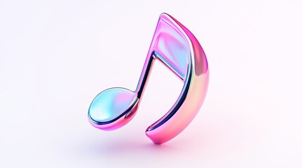 Colorful musical note design with a shiny finish, perfect for music-related projects, set on a white isolate background.