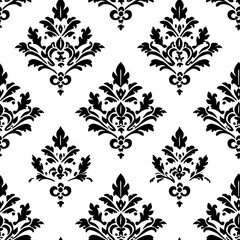 Black and White Ornamental Seamless Pattern Wallpaper