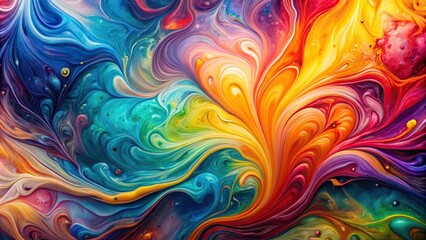 abstract colorful background of fluid art mixing paint, panoramic view