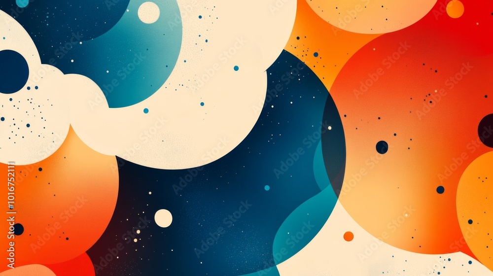 Canvas Prints a colorful abstract painting of a space scene with a blue and orange background