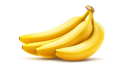 Fresh, ripe bananas isolated on a white background, perfect for healthy eating and tropical themes.