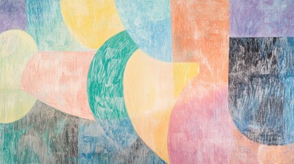 A colorful abstract painting with a lot of different shapes and colors