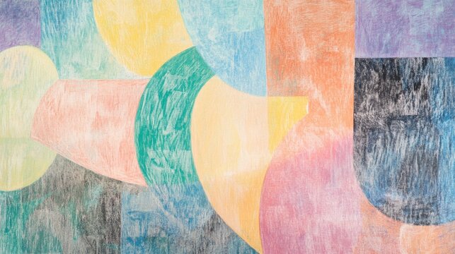 A colorful abstract painting with a lot of different shapes and colors