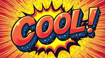 Vibrant comic book style explosion with the word cool