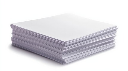 Stack of clean white paper sheets arranged neatly on a plain background, ideal for office or educational use.