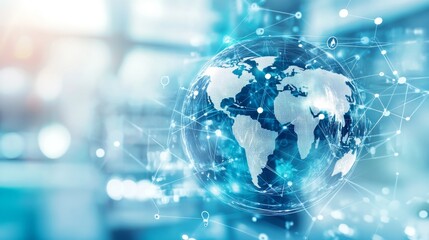 Double exposure Healthcare business growth graph with global health network connection service on virtual screen. Medical technology and tourism, telemedicine, virtual hospital, healthcare and medicin