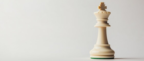 Elegant White Chess King Piece in Minimalist Setting, Serene Still Life Concept