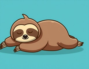 cute sloth sleeping cartoon vector