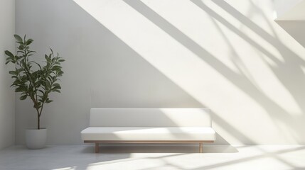 Fototapeta premium Minimalist Interior Design with White Sofa and Sunlight