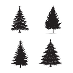 Obraz premium vector of black silhouette of Tinsel Tree