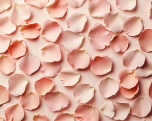 Fototapeta premium Minimalist rose petals drawn in soft pastel shades, seamless pattern, elegant floral art