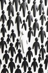 Unique White Figure Among Black Figures Seamless Pattern