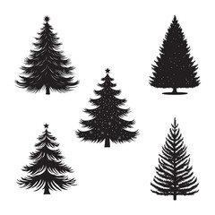 Fototapeta premium vector of black silhouette of Tinsel Tree