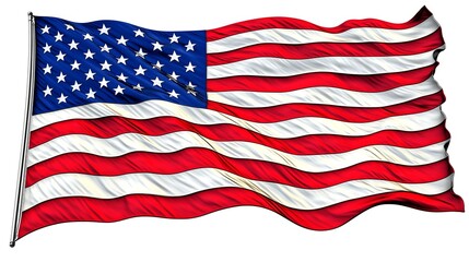 Fototapeta premium American flag isolated on white background.