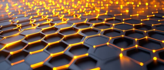 Obraz premium A close up of a black and orange hexagonal pattern