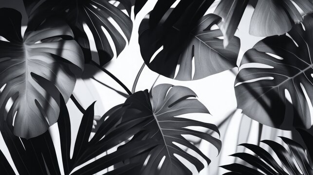 A stunning tropical leaves shadow overlay effect, adding depth and visual enhancement to any design. This artistic technique creates a captivating interplay of light and shadow